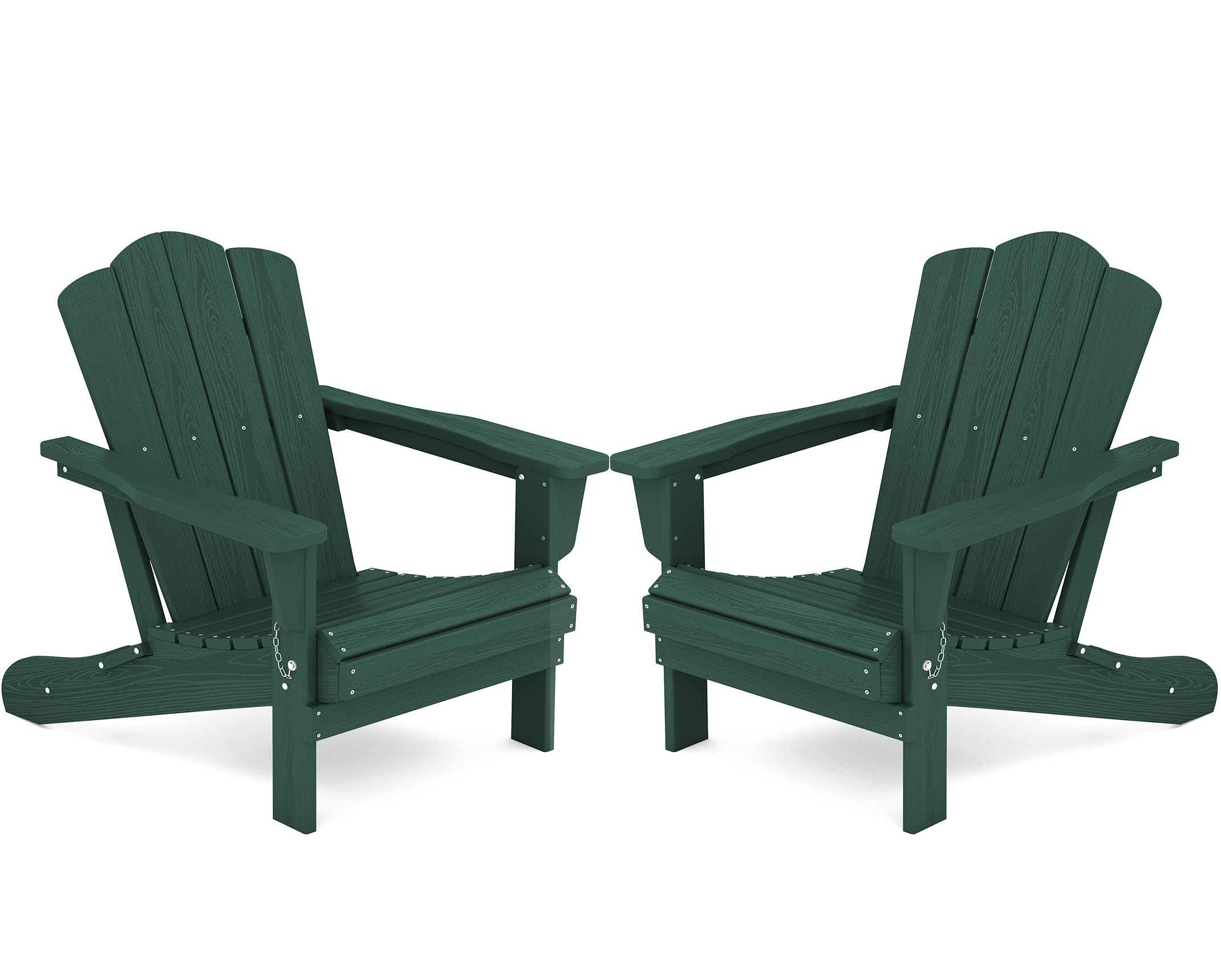 Kingyes Folding Adirondack Chair Set Of 2, Hdpe All-Weather Folding Adirondack Chair, Green